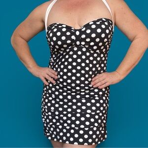 Polka Dot Halter Swim Dress